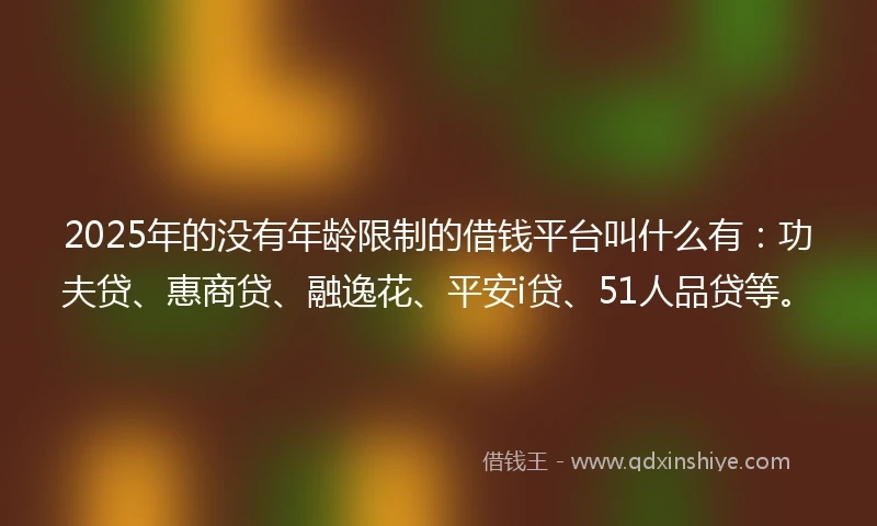 2025年的没有年龄限制的借钱平台叫什么有：功夫贷、惠商贷、融逸花、平安i贷、51人品贷等。