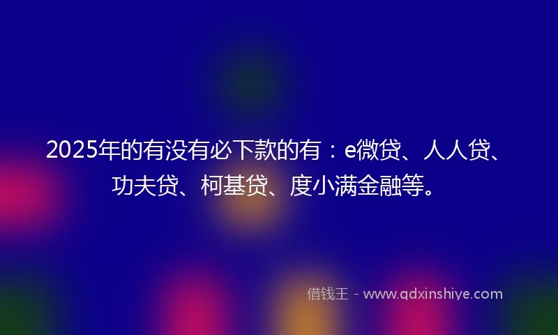 2025年的有没有必下款的有：e微贷、人人贷、功夫贷、柯基贷、度小满金融等。