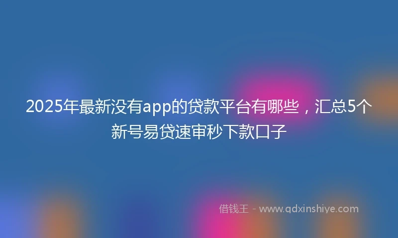 2025年最新没有app的贷款平台有哪些，汇总5个新号易贷速审秒下款口子