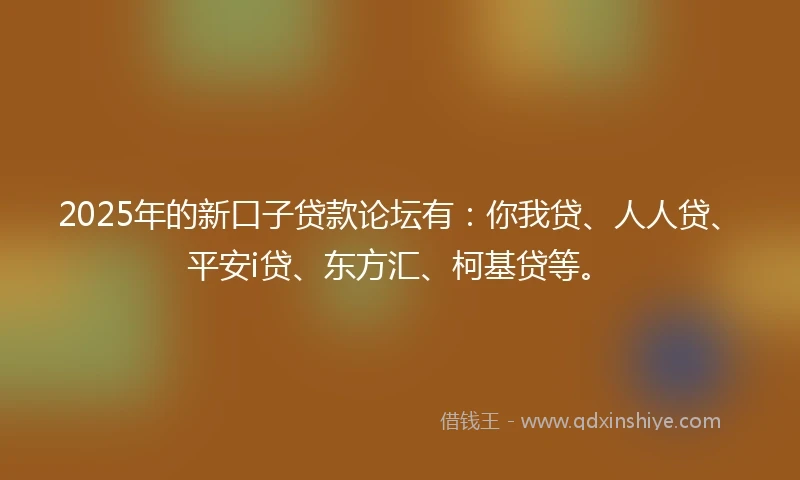 2025年的新口子贷款论坛有：你我贷、人人贷、平安i贷、东方汇、柯基贷等。