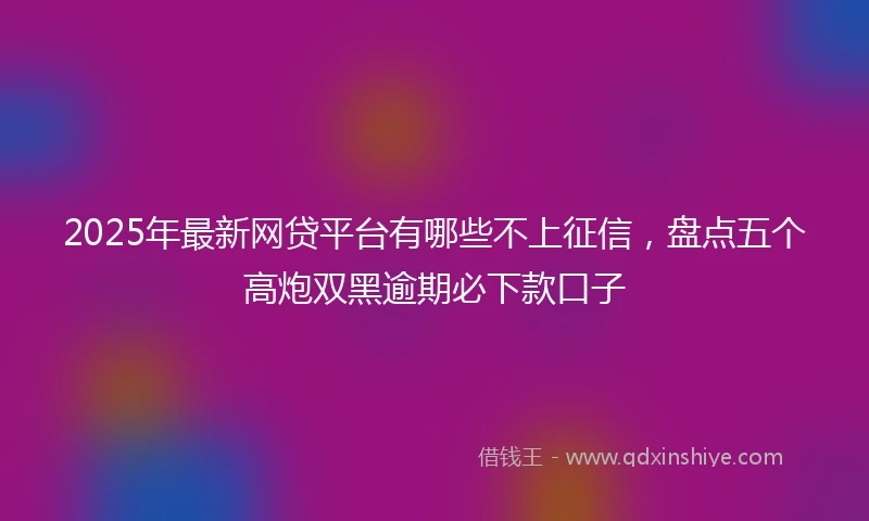2025年最新网贷平台有哪些不上征信，盘点五个高炮双黑逾期必下款口子