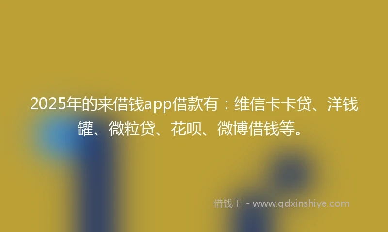 2025年的来借钱app借款有：维信卡卡贷、洋钱罐、微粒贷、花呗、微博借钱等。