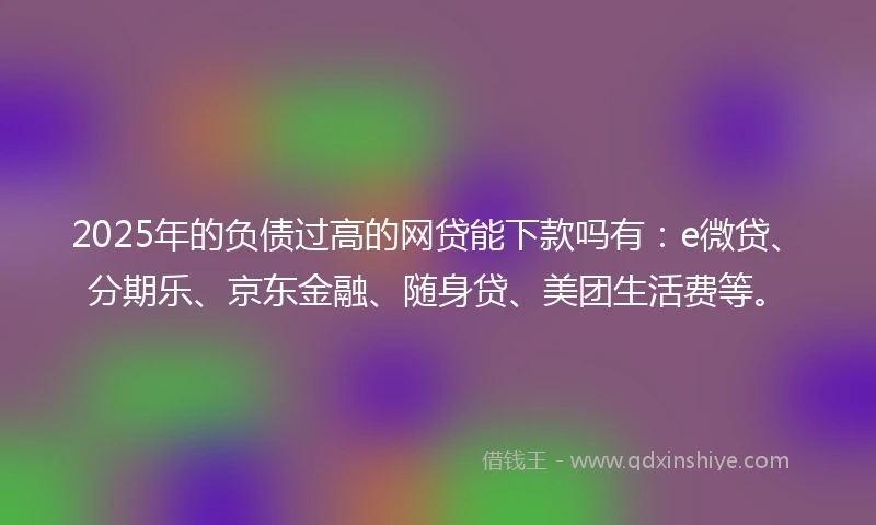 2025年的负债过高的网贷能下款吗有：e微贷、分期乐、京东金融、随身贷、美团生活费等。