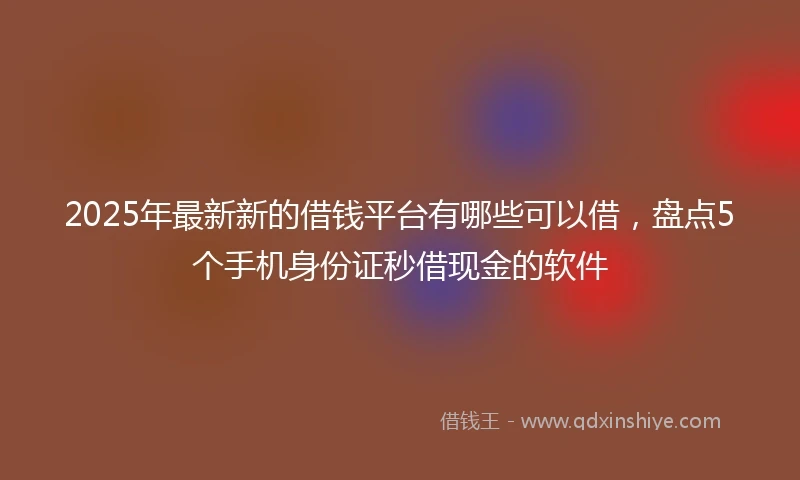2025年最新新的借钱平台有哪些可以借，盘点5个手机身份证秒借现金的软件
