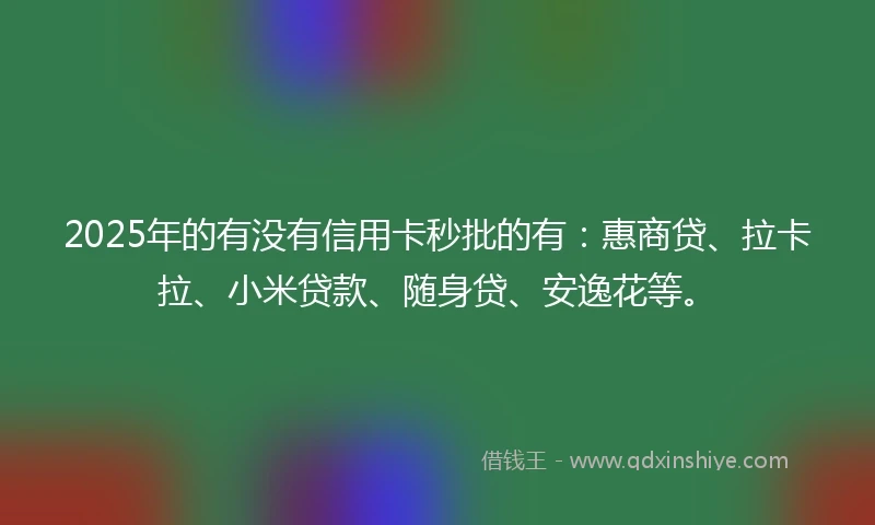2025年的有没有信用卡秒批的有：惠商贷、拉卡拉、小米贷款、随身贷、安逸花等。