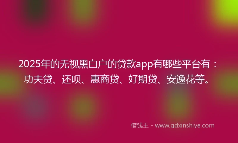 2025年的无视黑白户的贷款app有哪些平台有：功夫贷、还呗、惠商贷、好期贷、安逸花等。