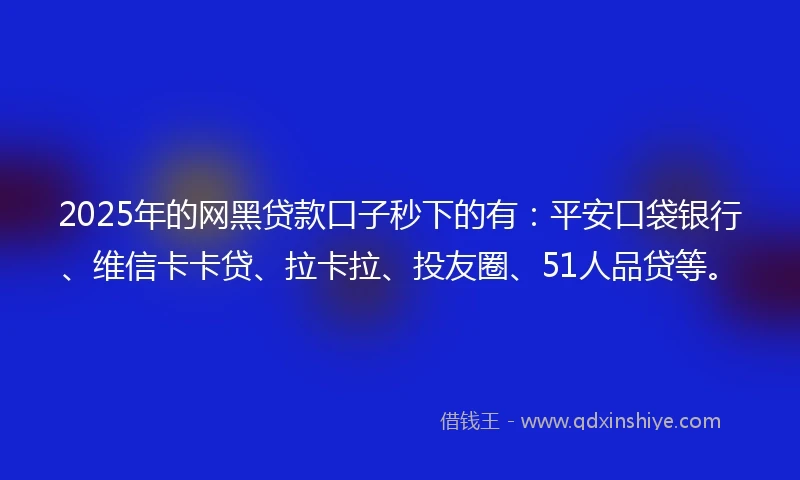2025年的网黑贷款口子秒下的有：平安口袋银行、维信卡卡贷、拉卡拉、投友圈、51人品贷等。