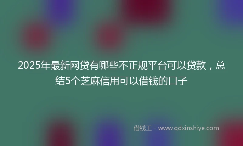 2025年最新网贷有哪些不正规平台可以贷款，总结5个芝麻信用可以借钱的口子
