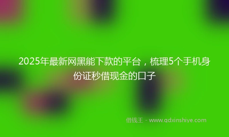 2025年最新网黑能下款的平台，梳理5个手机身份证秒借现金的口子