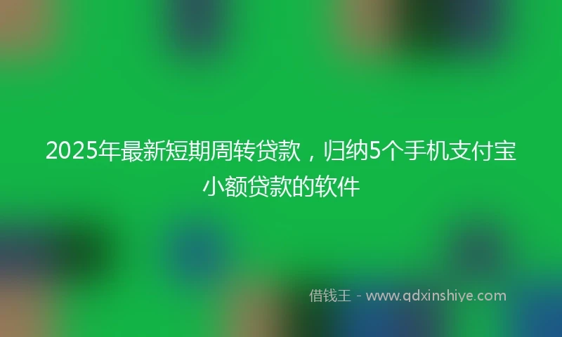 2025年最新短期周转贷款，归纳5个手机支付宝小额贷款的软件