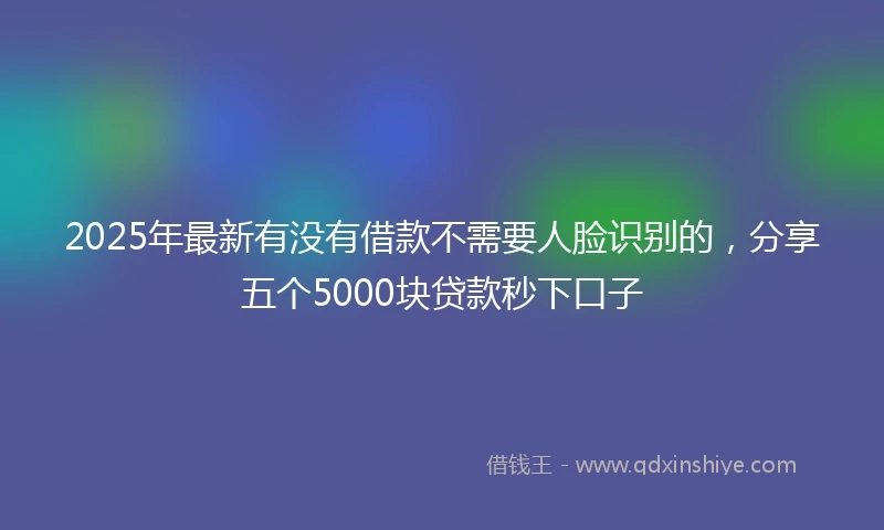 2025年最新有没有借款不需要人脸识别的,分享五个5000块贷款秒下口子