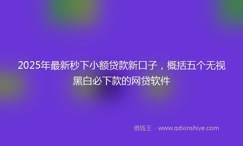 2025年最新秒下小额贷款新口子，概括五个无视黑白必下款的网贷软件