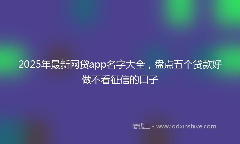 2025年最新网贷app名字大全，盘点五个贷款好做不看征信的口子