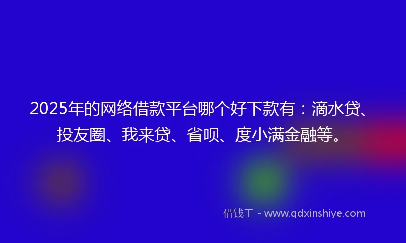 2025年的网络借款平台哪个好下款有：滴水贷、投友圈、我来贷、省呗、度小满金融等。