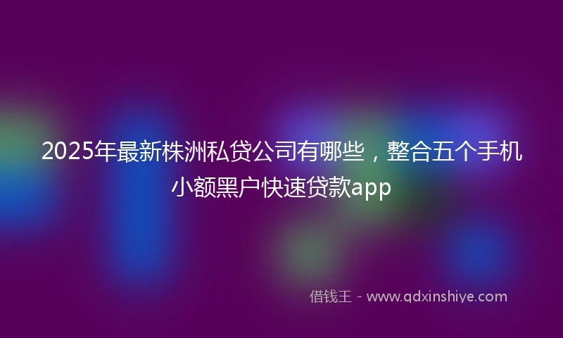 2025年最新株洲私贷公司有哪些，整合五个手机小额黑户快速贷款app