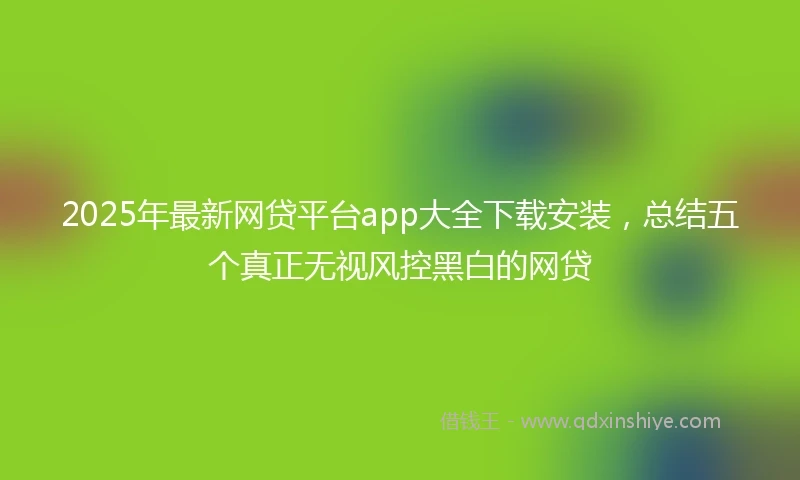 2025年最新网贷平台app大全下载安装，总结五个真正无视风控黑白的网贷