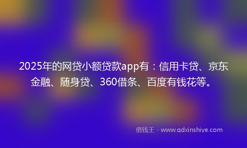 2025年的网贷小额贷款app有：信用卡贷、京东金融、随身贷、360借条、百度有钱花等。