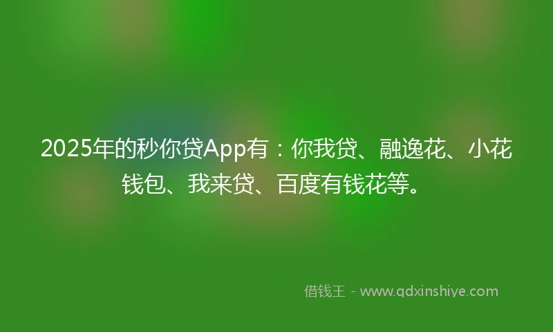 2025年的秒你贷App有：你我贷、融逸花、小花钱包、我来贷、百度有钱花等。