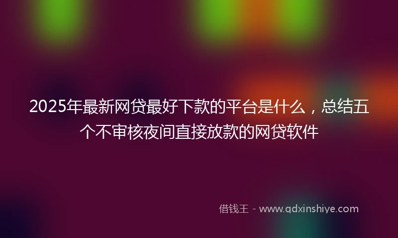 2025年最新网贷最好下款的平台是什么，总结五个不审核夜间直接放款的网贷软件