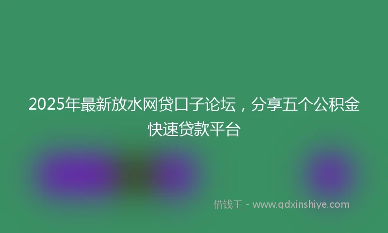 2025年最新放水网贷口子论坛，分享五个公积金快速贷款平台