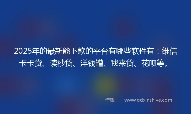 2025年的最新能下款的平台有哪些软件有：维信卡卡贷、读秒贷、洋钱罐、我来贷、花呗等。