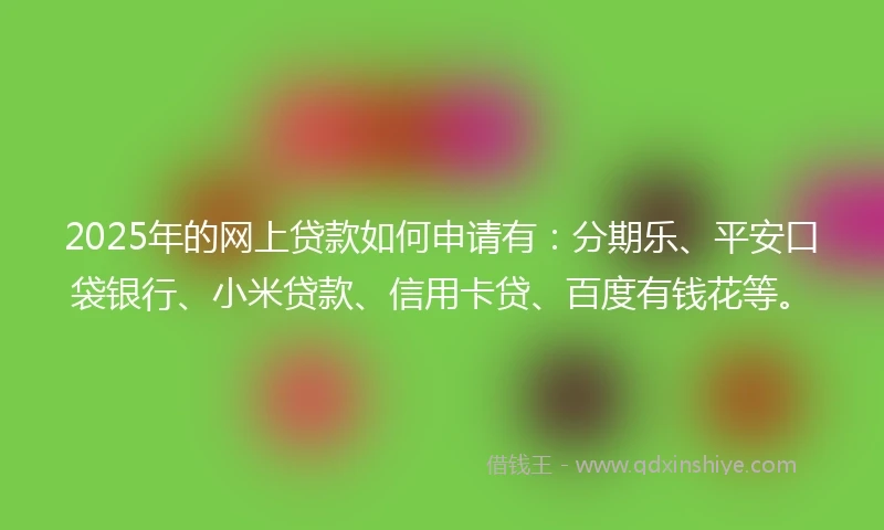 2025年的网上贷款如何申请有：分期乐、平安口袋银行、小米贷款、信用卡贷、百度有钱花等。