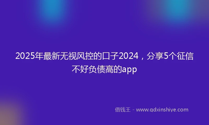 2025年最新无视风控的口子2024，分享5个征信不好负债高的app