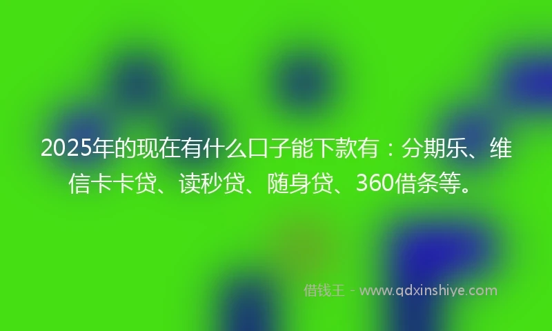 2025年的现在有什么口子能下款有：分期乐、维信卡卡贷、读秒贷、随身贷、360借条等。