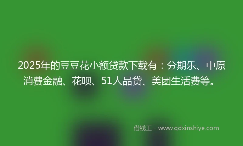 2025年的豆豆花小额贷款下载有：分期乐、中原消费金融、花呗、51人品贷、美团生活费等。