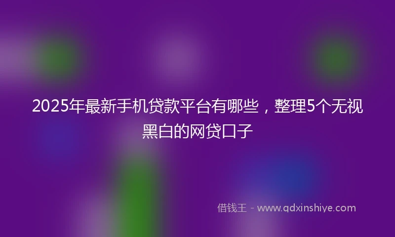 2025年最新手机贷款平台有哪些，整理5个无视黑白的网贷口子