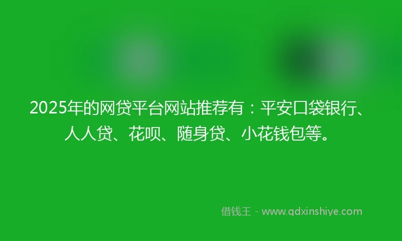 2025年的网贷平台网站推荐有：平安口袋银行、人人贷、花呗、随身贷、小花钱包等。