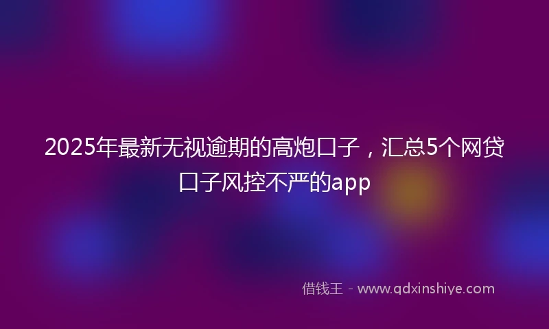 2025年最新无视逾期的高炮口子，汇总5个网贷口子风控不严的app