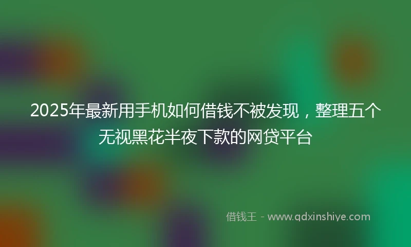 2025年最新用手机如何借钱不被发现，整理五个无视黑花半夜下款的网贷平台