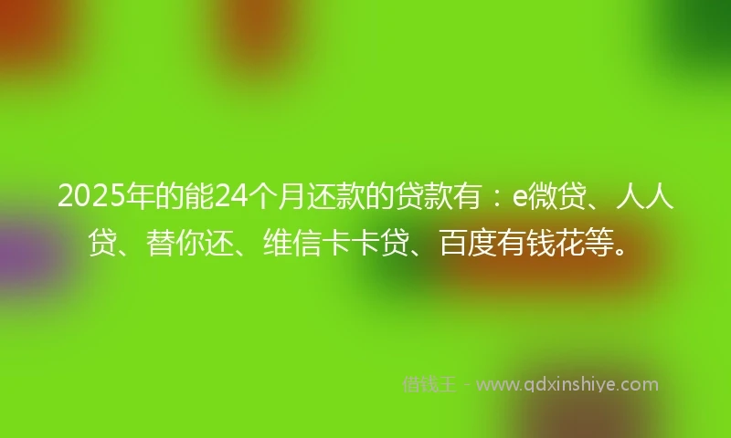 2025年的能24个月还款的贷款有：e微贷、人人贷、替你还、维信卡卡贷、百度有钱花等。