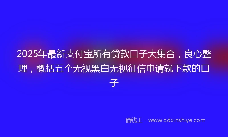 2025年最新支付宝所有贷款口子大集合，良心整理，概括五个无视黑白无视征信申请就下款的口子