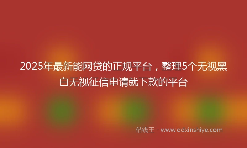 2025年最新能网贷的正规平台，整理5个无视黑白无视征信申请就下款的平台