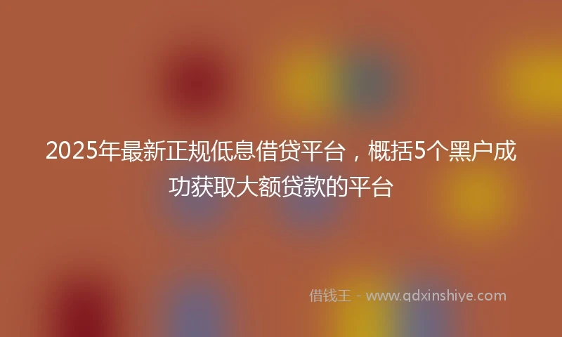 2025年最新正规低息借贷平台，概括5个黑户成功获取大额贷款的平台