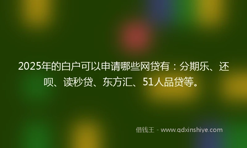 2025年的白户可以申请哪些网贷有：分期乐、还呗、读秒贷、东方汇、51人品贷等。