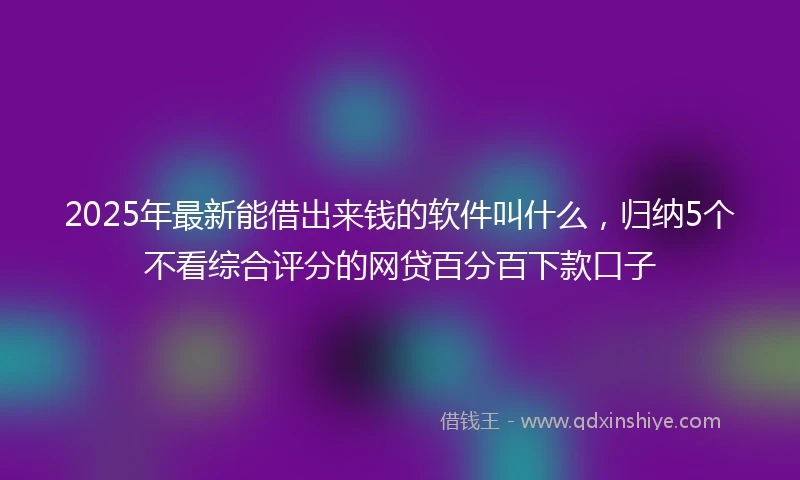 2025年最新能借出来钱的软件叫什么，归纳5个不看综合评分的网贷百分百下款口子