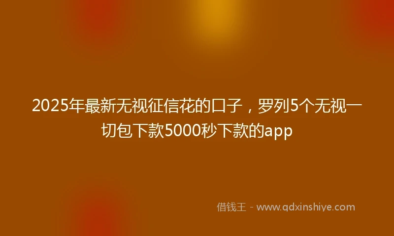 2025年最新无视征信花的口子，罗列5个无视一切包下款5000秒下款的app
