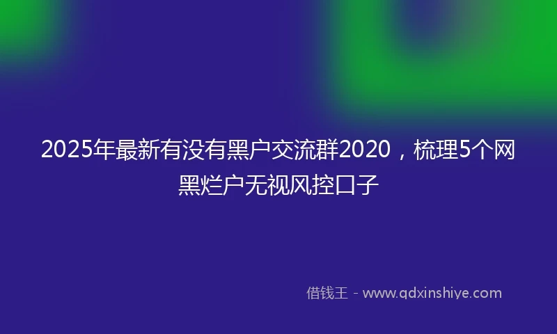 2025年最新有没有黑户交流群2020，梳理5个网黑烂户无视风控口子