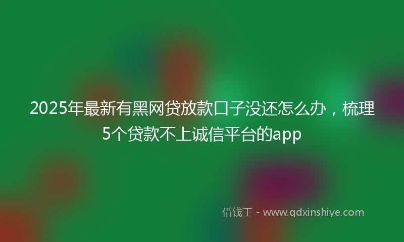 2025年最新有黑网贷放款口子没还怎么办，梳理5个贷款不上诚信平台的app