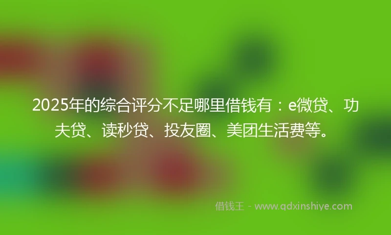 2025年的综合评分不足哪里借钱有：e微贷、功夫贷、读秒贷、投友圈、美团生活费等。