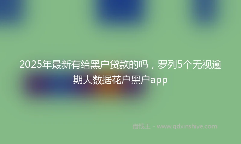 2025年最新有给黑户贷款的吗，罗列5个无视逾期大数据花户黑户app