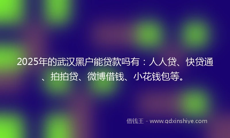 2025年的武汉黑户能贷款吗有：人人贷、快贷通、拍拍贷、微博借钱、小花钱包等。