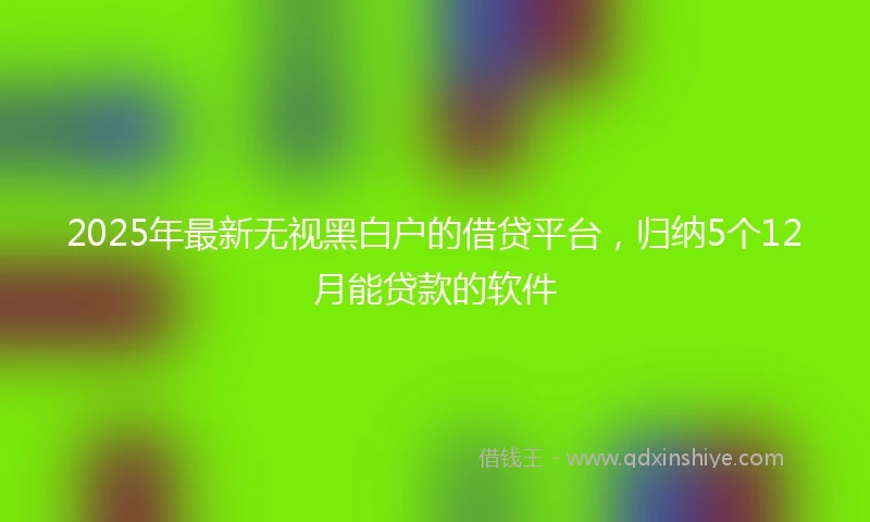 2025年最新无视黑白户的借贷平台，归纳5个12月能贷款的软件
