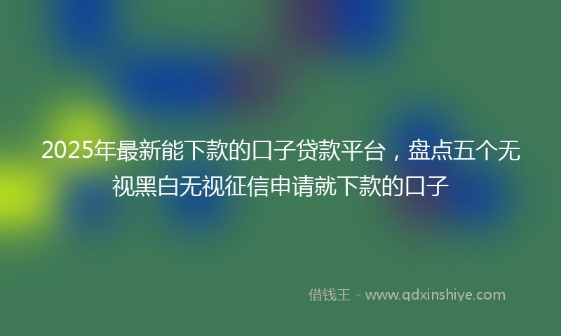 2025年最新能下款的口子贷款平台，盘点五个无视黑白无视征信申请就下款的口子