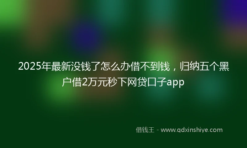 2025年最新没钱了怎么办借不到钱，归纳五个黑户借2万元秒下网贷口子app