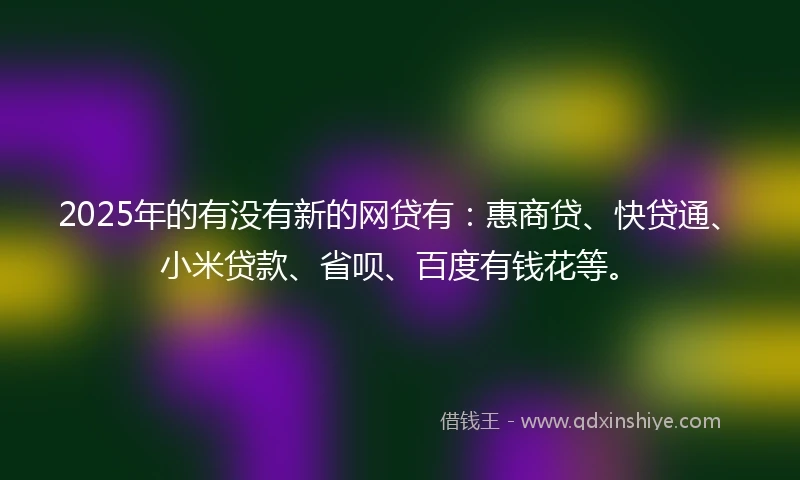 2025年的有没有新的网贷有：惠商贷、快贷通、小米贷款、省呗、百度有钱花等。