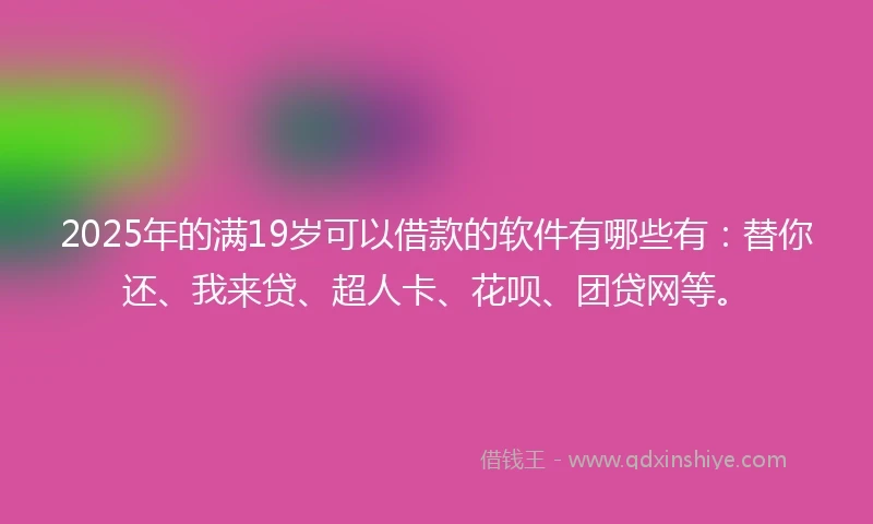2025年的满19岁可以借款的软件有哪些有：替你还、我来贷、超人卡、花呗、团贷网等。
